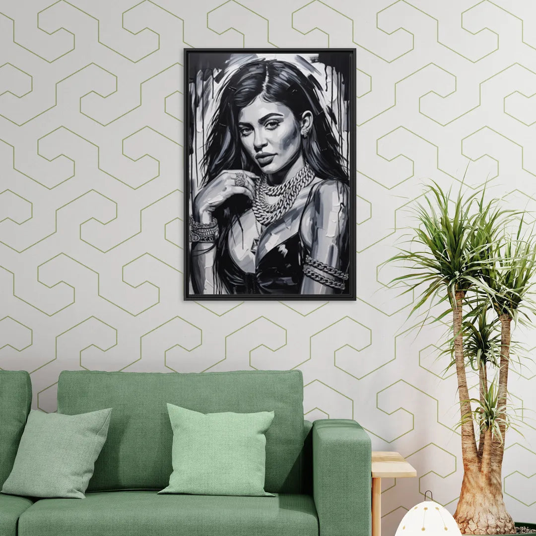Velvet Line - Living Room Black Frame Canvas