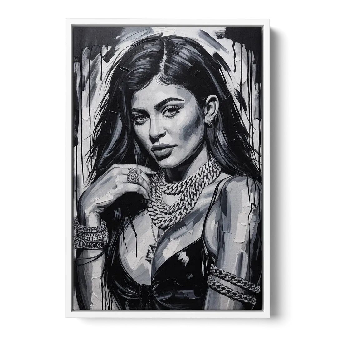 Velvet Line - White Frame Canvas