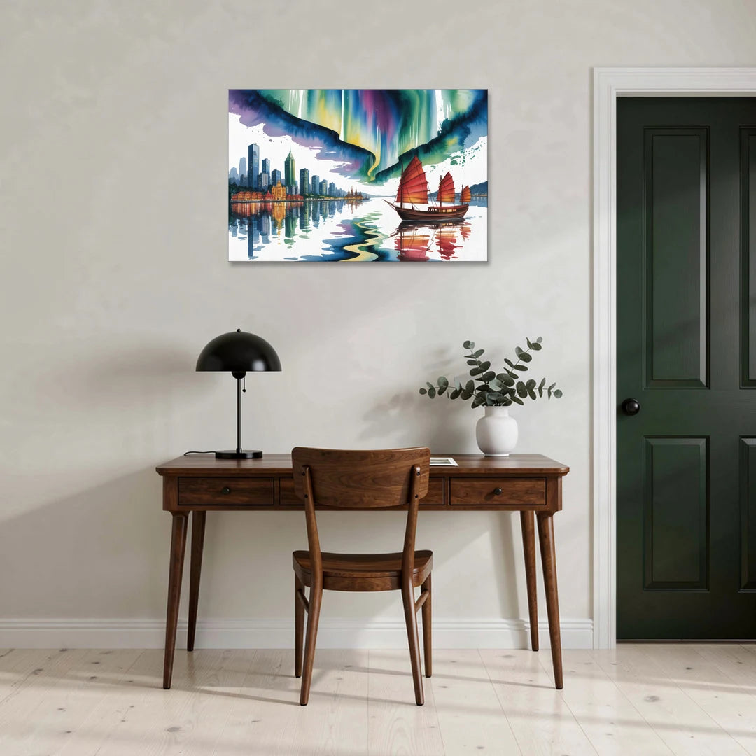 Victoria Harbour Lights - Canvas Wall Art - Office - 36x24