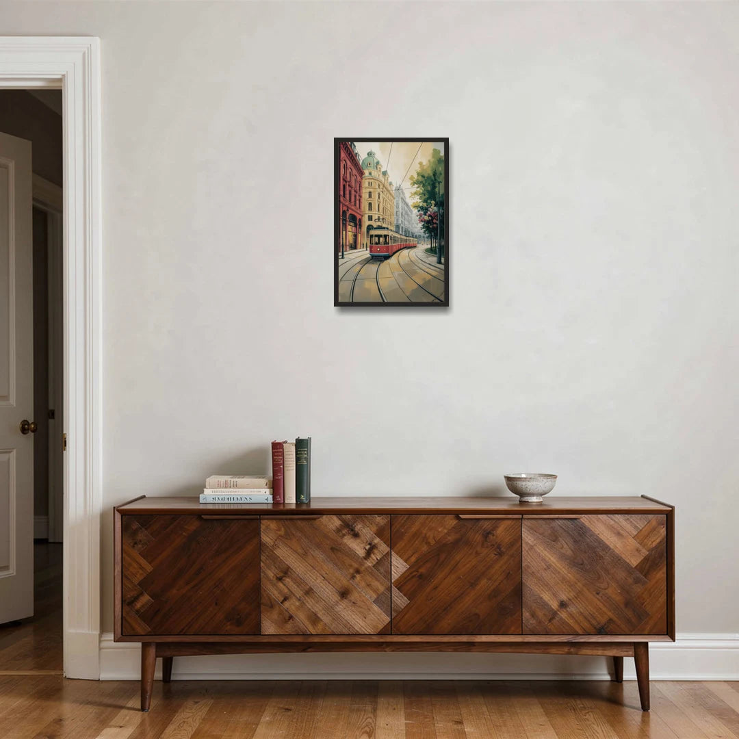 Vienna's Ringstrasse - Black Framed Canvas Wall Art - Coffee Table - 16x24