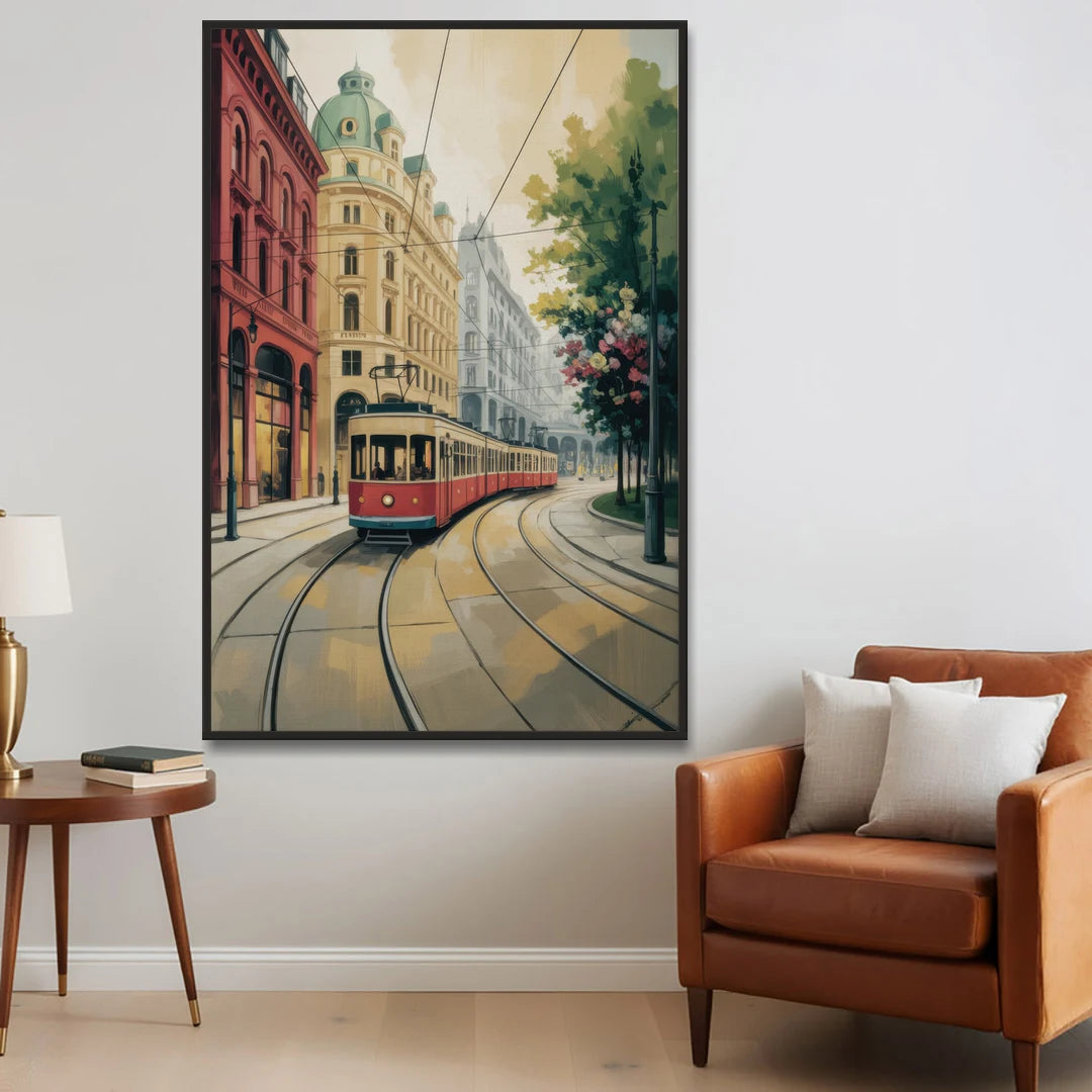 Vienna's Ringstrasse - Black Framed Canvas Wall Art - Sofa - 40x60