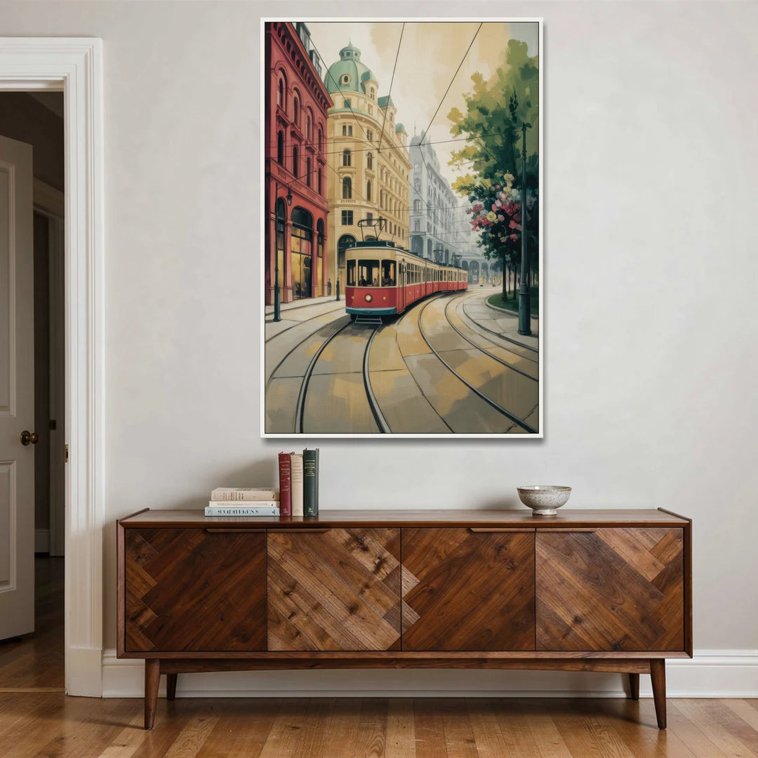 Vienna's Ringstrasse - White Framed Canvas Wall Art - Coffee Table - 40x60