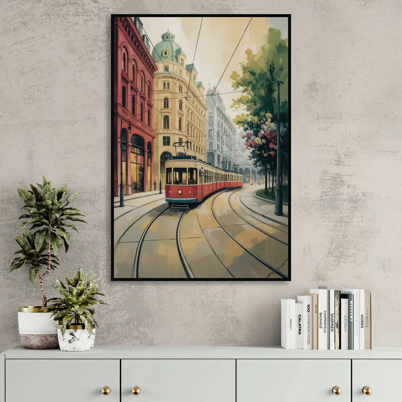 Vienna's Ringstrasse Sitting Room - Black Canvas Wall Art