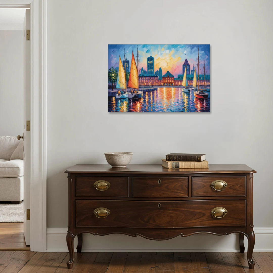 Vieux Port de Montral - Canvas Wall Art - Coffee Table - 36x24