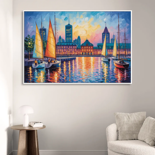 Vieux Port de Montral Living Room - White Canvas Wall Art