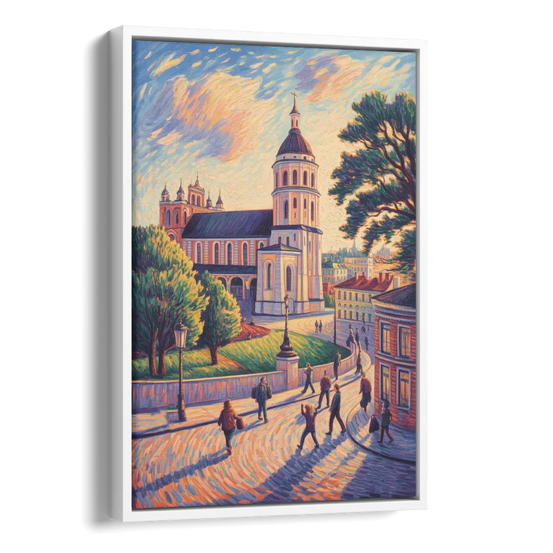 Vilnius Cathedral Side - White Canvas Wall Art