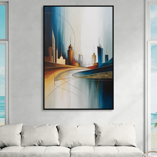 Vilnius Skyline Living Room - Black Canvas Wall Art