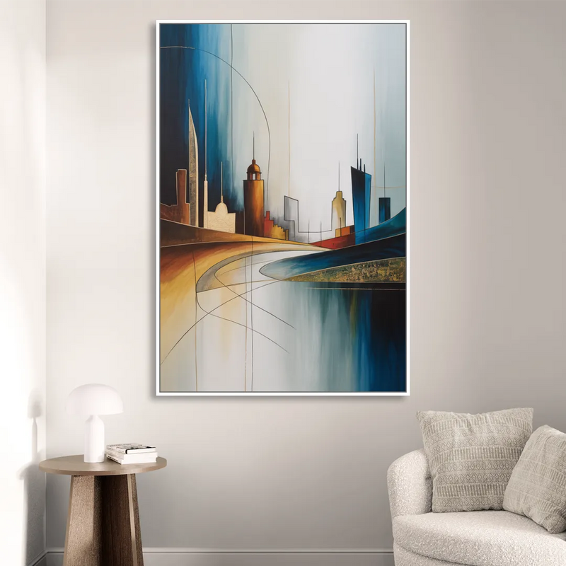 Vilnius Skyline Sitting Room - White Canvas Wall Art