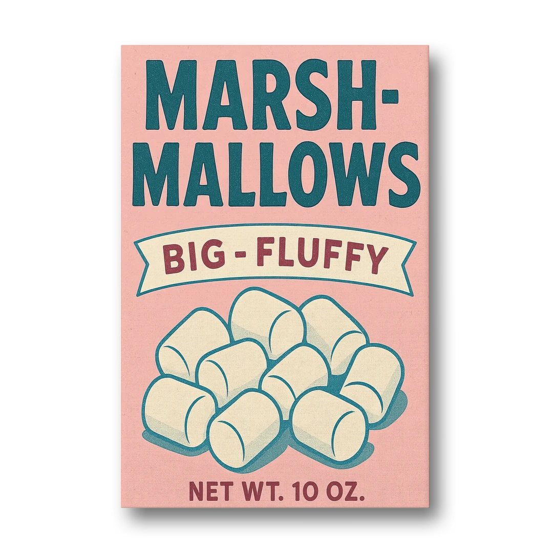 Vintage Big Fluffy Marshmallow - Canvas Wall Art - Front