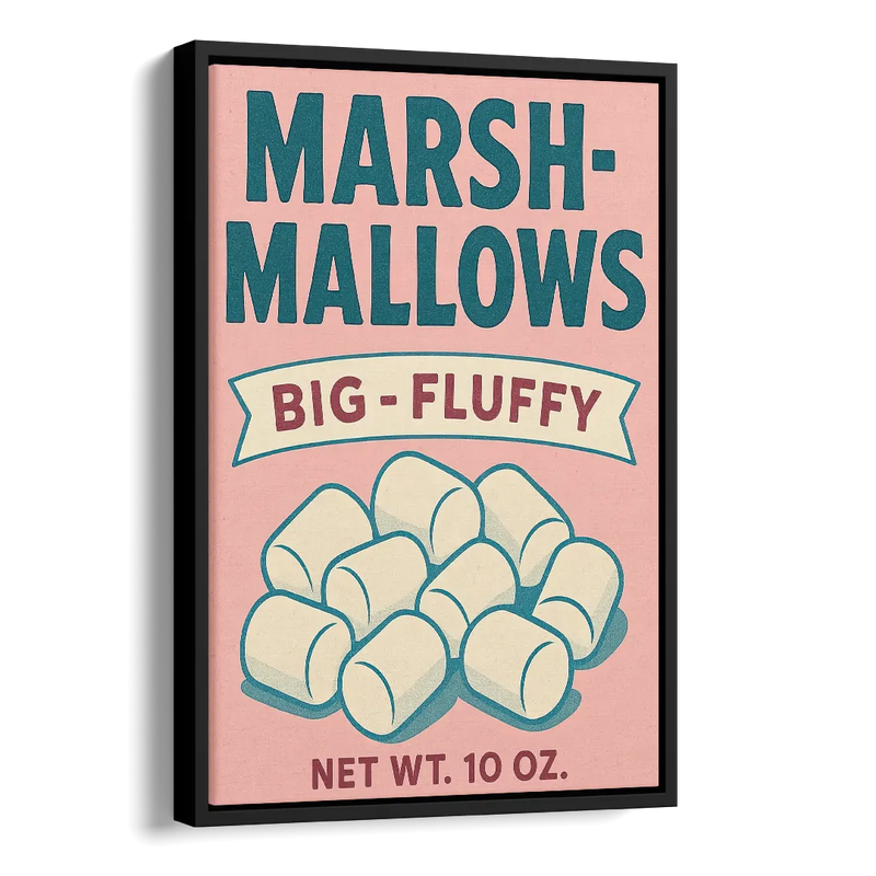 Vintage Big Fluffy Marshmallow Side - Black Canvas Wall Art
