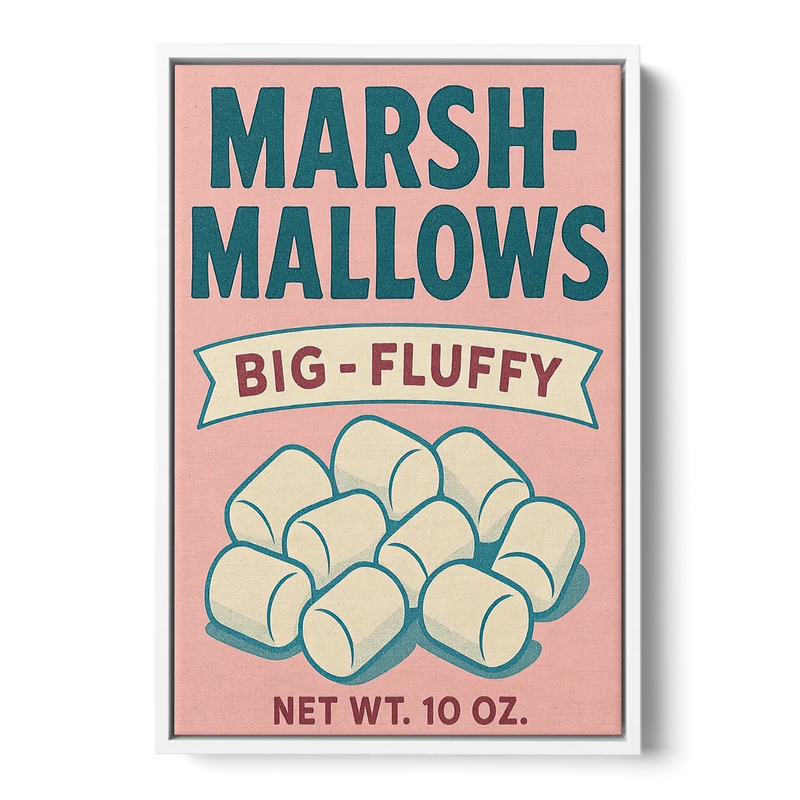 Vintage Big Fluffy Marshmallow Front - White Canvas Wall Art