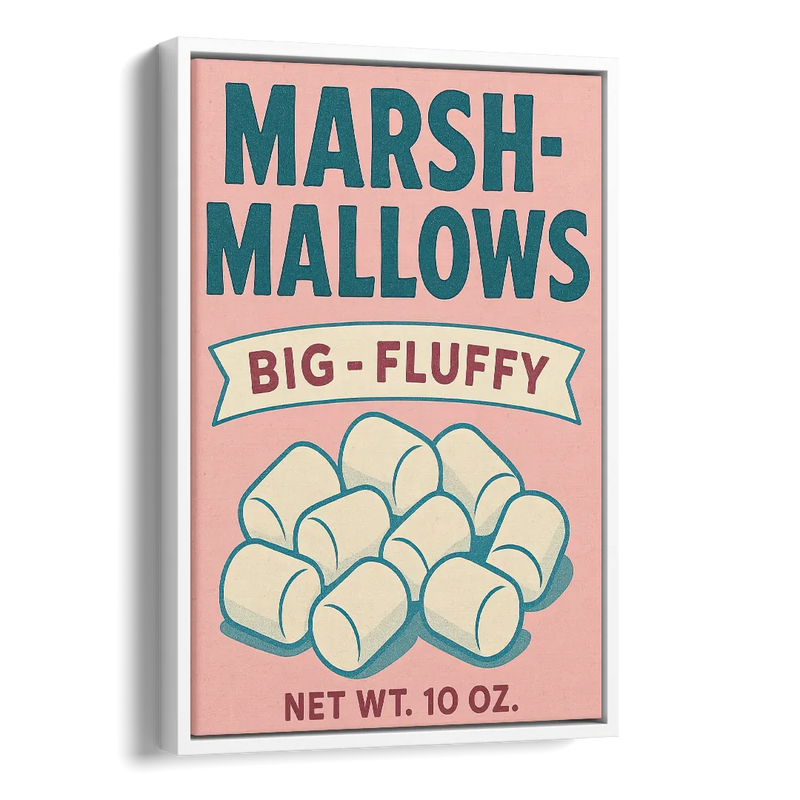 Vintage Big Fluffy Marshmallow Side - White Canvas Wall Art