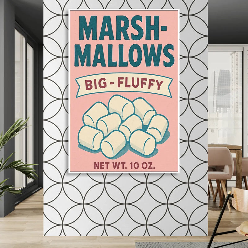 Vintage Big Fluffy Marshmallow Living Room - White Canvas Wall Art