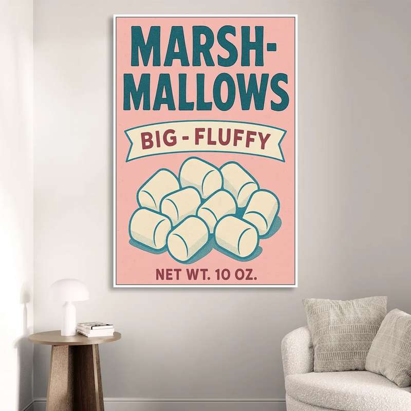 Vintage Big Fluffy Marshmallow Sitting Room - White Canvas Wall Art
