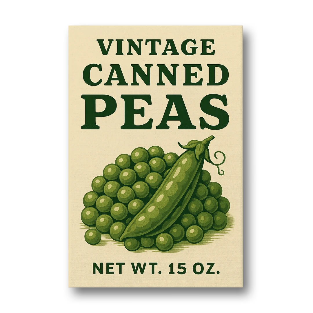 Vintage Canned Peas - Canvas Wall Art - Front