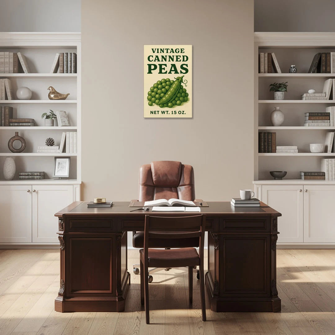 Vintage Canned Peas - Canvas Wall Art - Office - 20x30