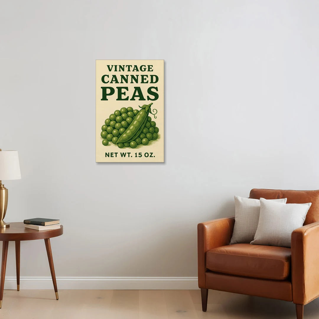 Vintage Canned Peas - Canvas Wall Art - Sofa - 20x30