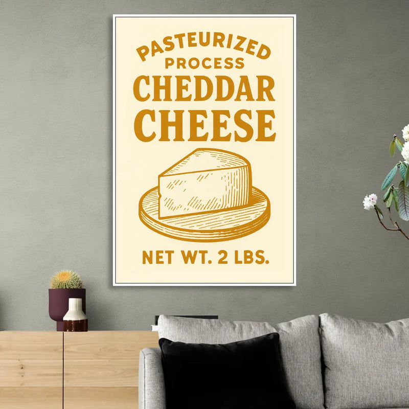 Vintage Cheddar Cheese Sitting Room - White Canvas Wall Art