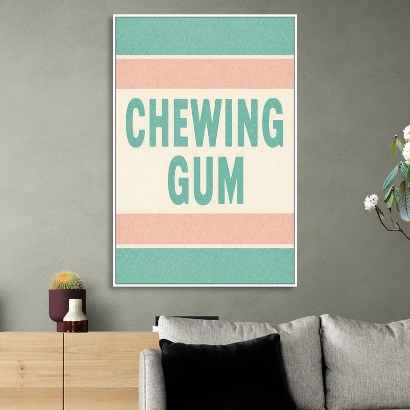 Vintage Chewing Gum Living Room - White Canvas Wall Art