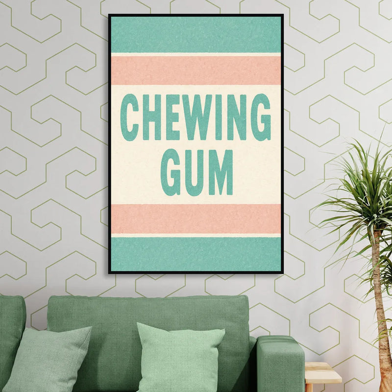 Vintage Chewing Gum Living Room - Black Canvas Wall Art