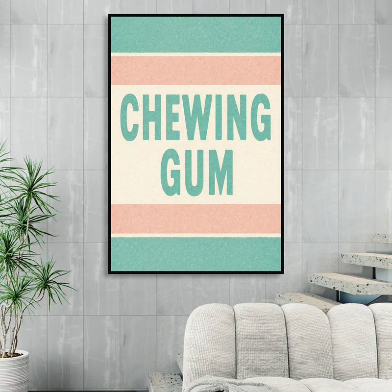 Vintage Chewing Gum Sitting Room - Black Canvas Wall Art