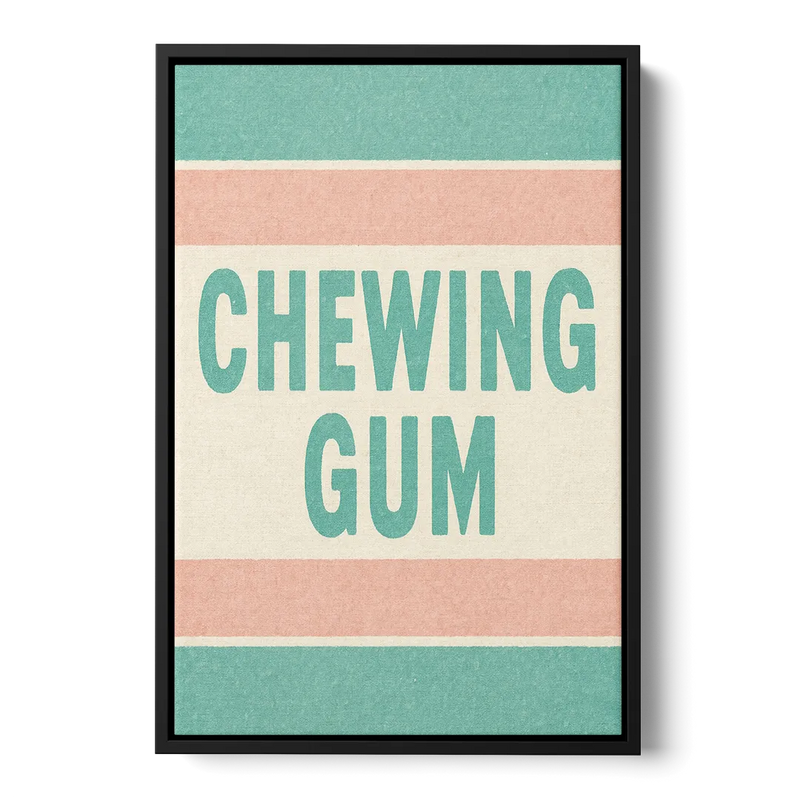 Vintage Chewing Gum Front - Black Canvas Wall Art