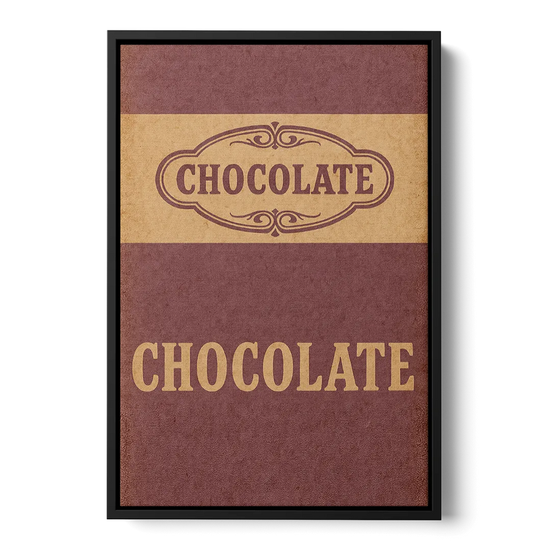 Vintage Chocolate Bar Front - Black Canvas Wall Art
