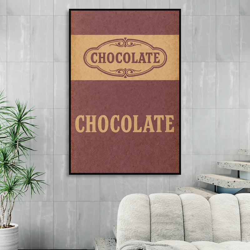 Vintage Chocolate Bar Living Room - Black Canvas Wall Art