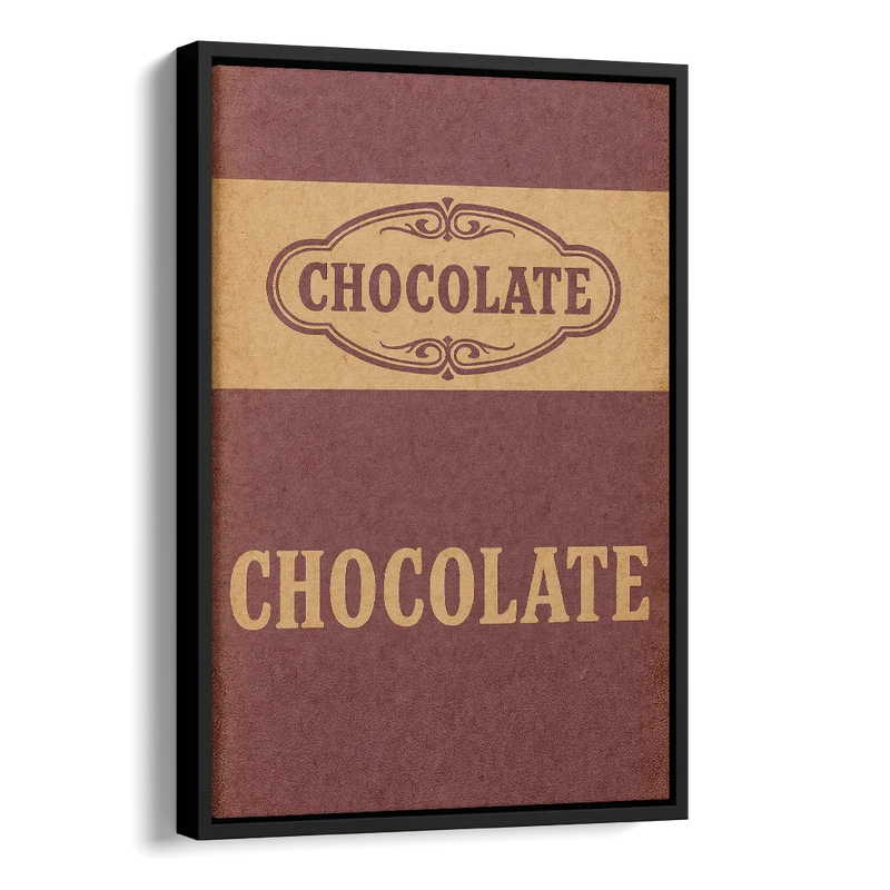 Vintage Chocolate Bar Side - Black Canvas Wall Art