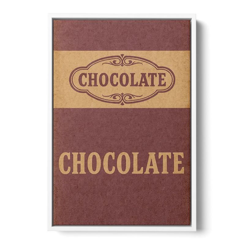 Vintage Chocolate Bar Front - White Canvas Wall Art