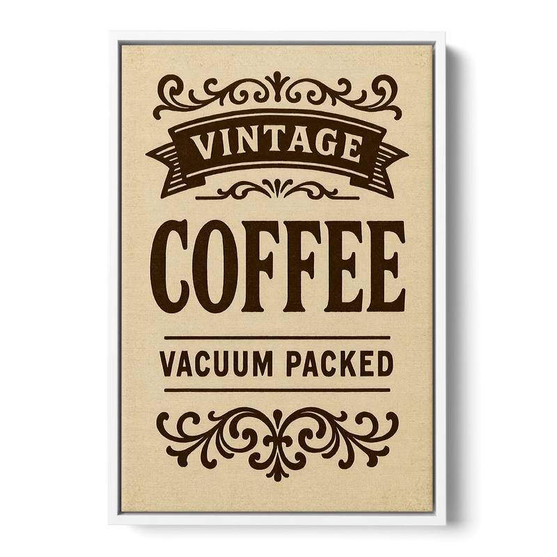 Vintage Coffee Vacuum Packed Front - White Canvas Wall Art