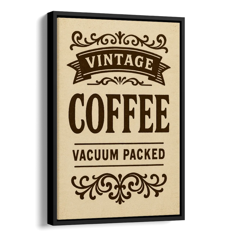 Vintage Coffee Vacuum Packed Side - Black Canvas Wall Art