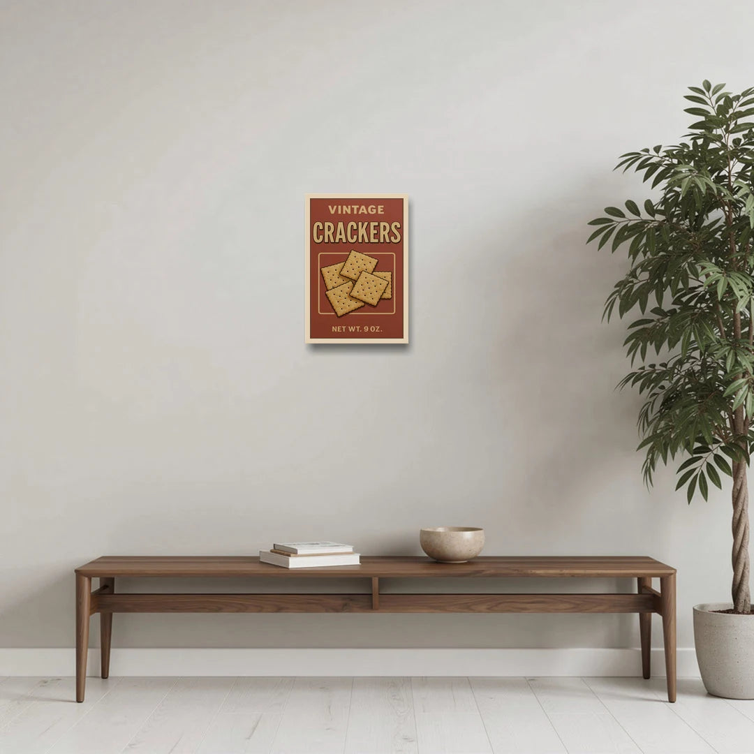 Vintage Crackers - Oak Framed Canvas Wall Art - Coffee Table - 12x18