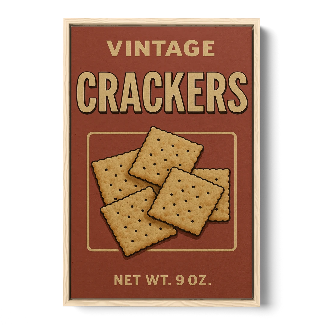Vintage Crackers - Oak Framed Canvas Wall Art - Front