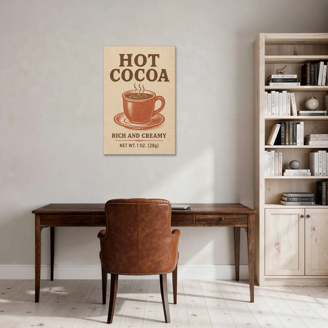 Vintage Creamy Hot Cocoa - Canvas Wall Art - Office - 24x36