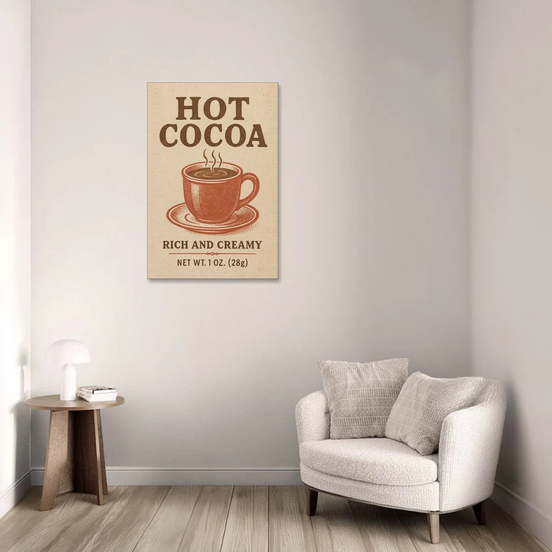 Vintage Creamy Hot Cocoa - Canvas Wall Art - Sofa - 24x36