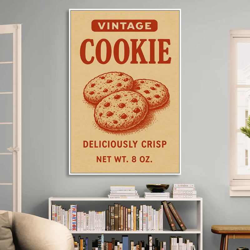 Vintage Deliciously Crisp Cookie Living Room - White Canvas Wall Art