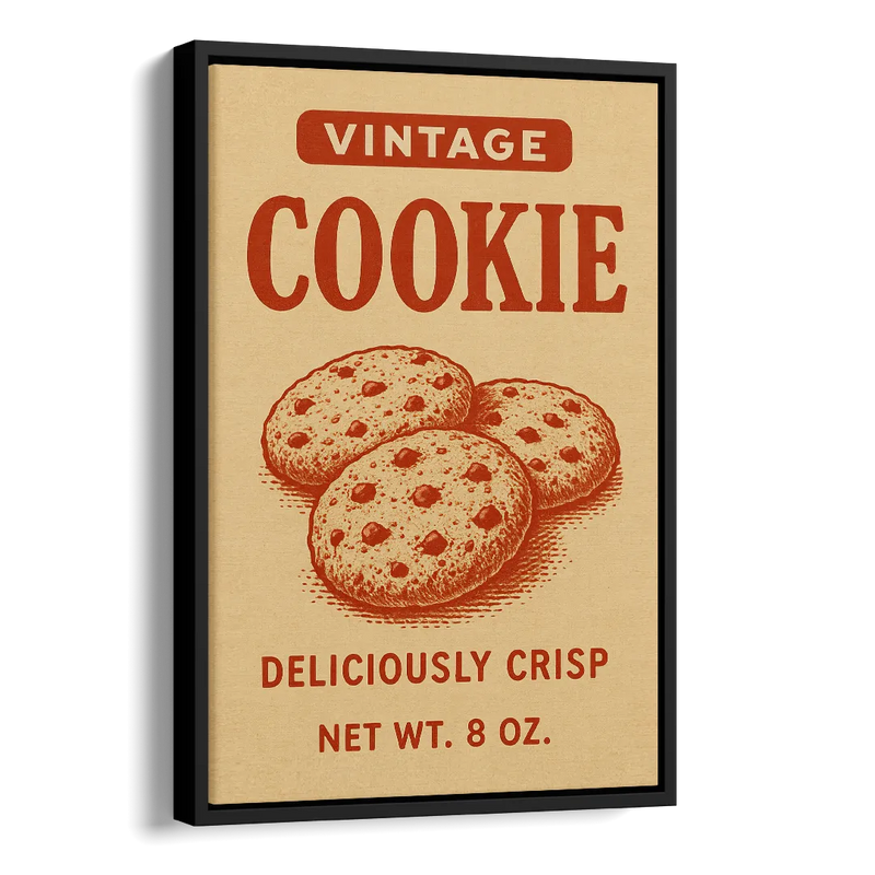 Vintage Deliciously Crisp Cookie Side - Black Canvas Wall Art