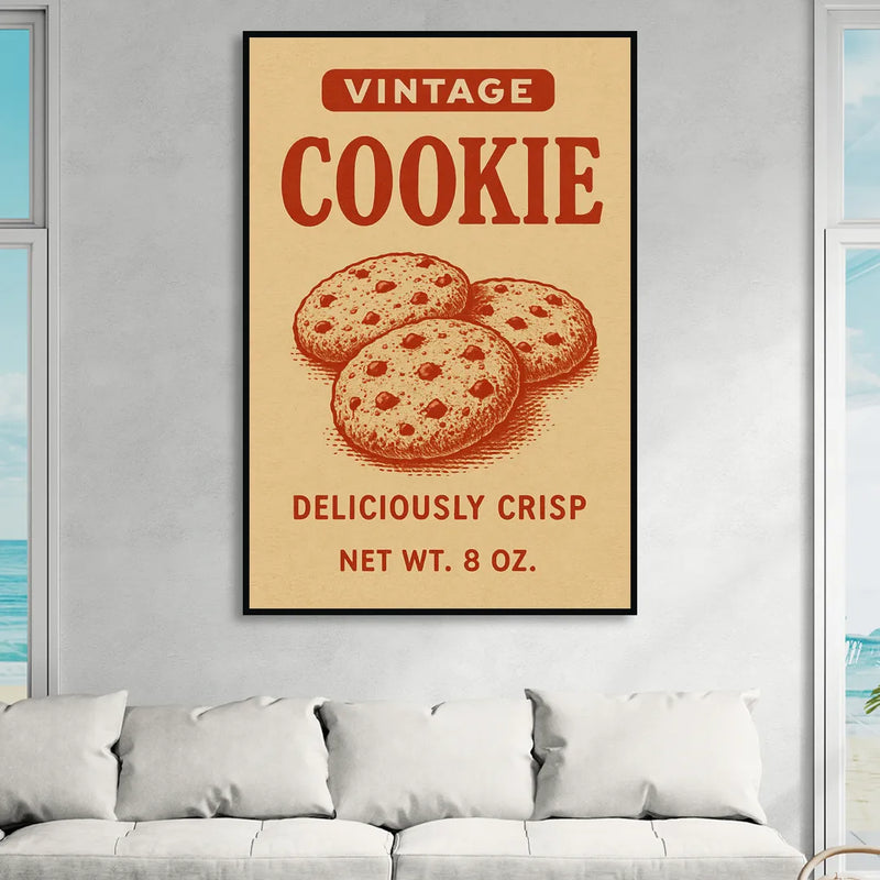 Vintage Deliciously Crisp Cookie Sitting Room - Black Canvas Wall Art
