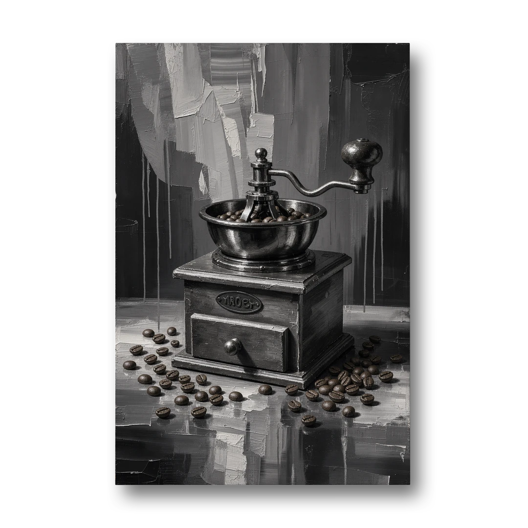 Vintage Hand-Crank Coffee Grinder - Canvas Wall Art - Front