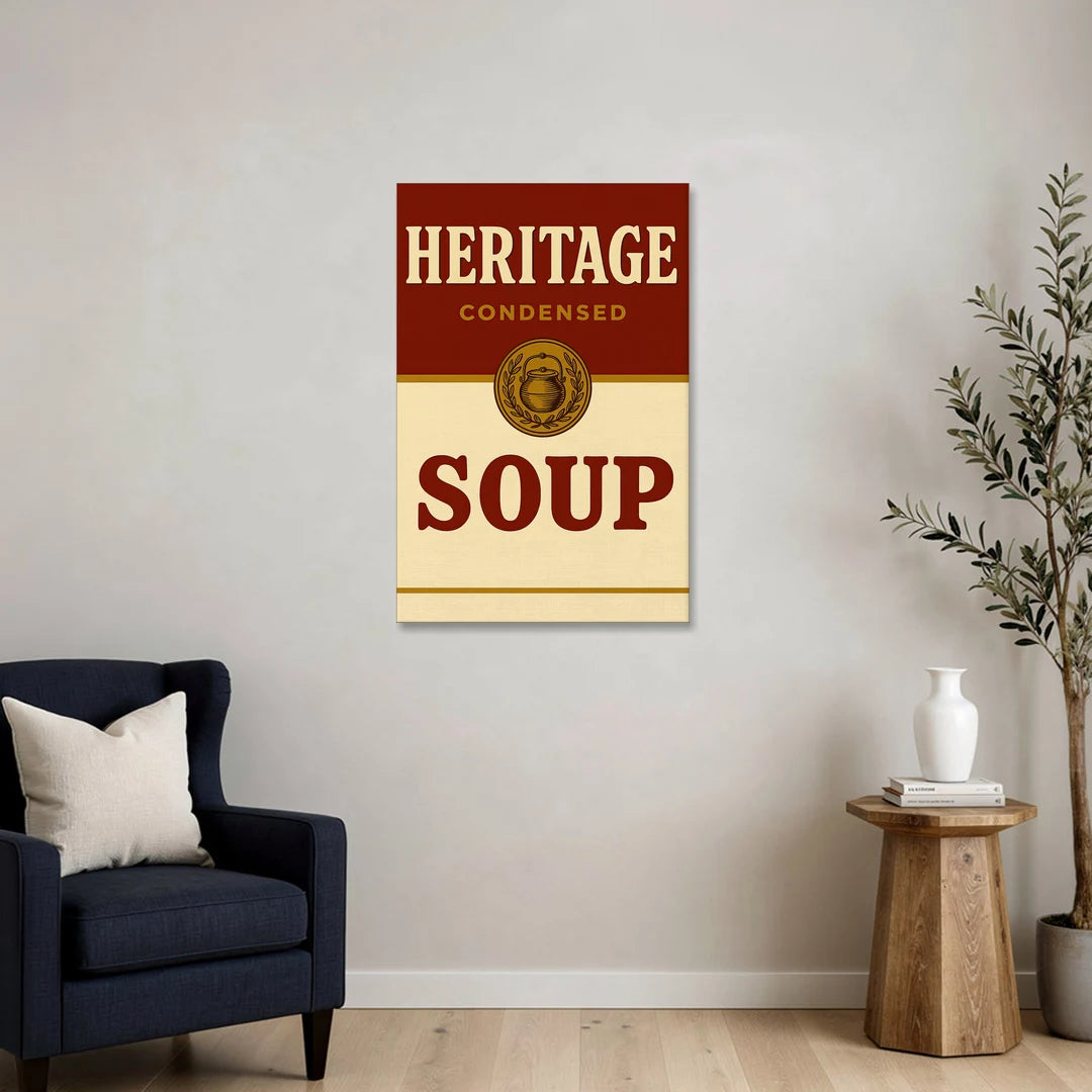 Vintage Heritage Soup - Canvas Wall Art - Sofa - 24x36