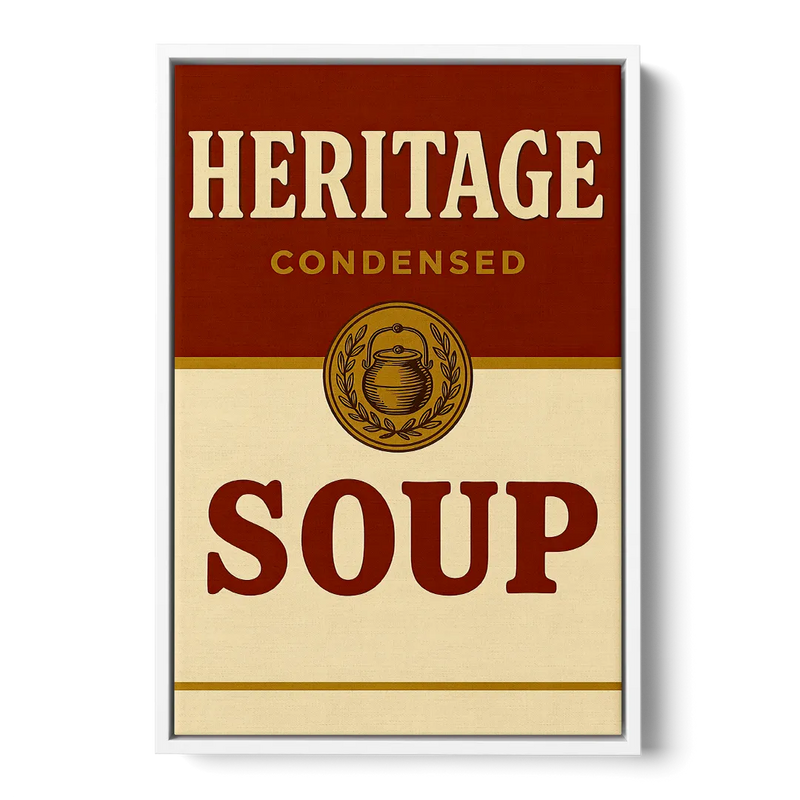 Vintage Heritage Soup Front - White Canvas Wall Art