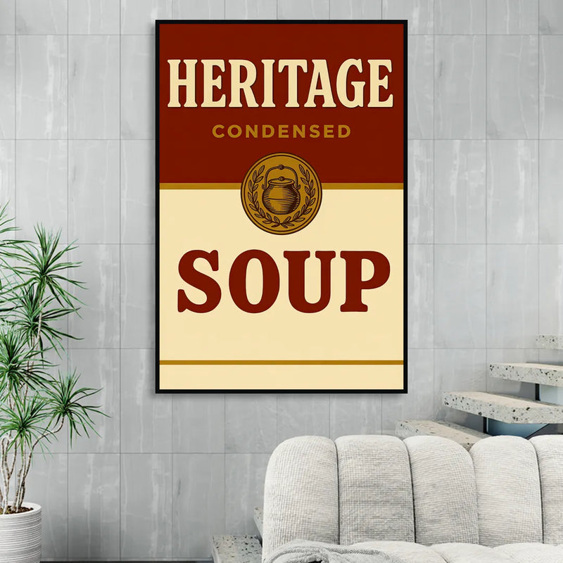 Vintage Heritage Soup Living Room - Black Canvas Wall Art