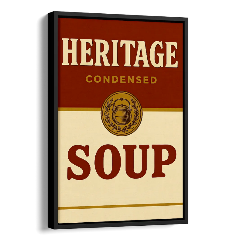 Vintage Heritage Soup Side - Black Canvas Wall Art