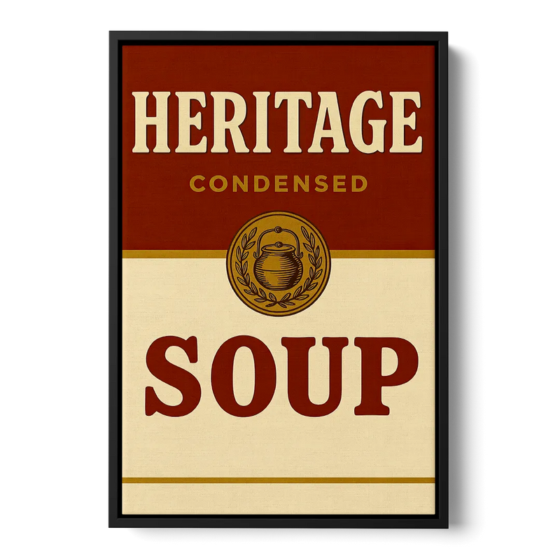 Vintage Heritage Soup Front - Black Canvas Wall Art