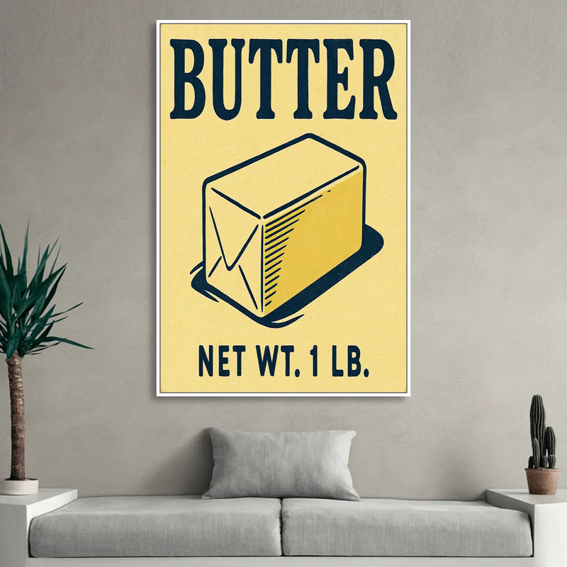 Vintage Natural Butter Living Room - White Canvas Wall Art