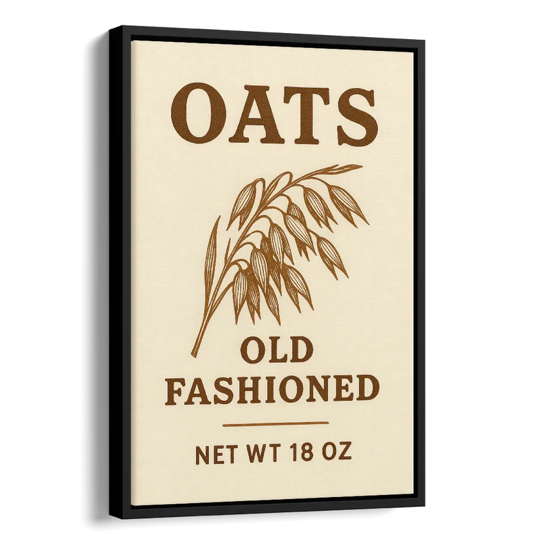 Vintage Oats Old Fashioned Side - Black Canvas Wall Art