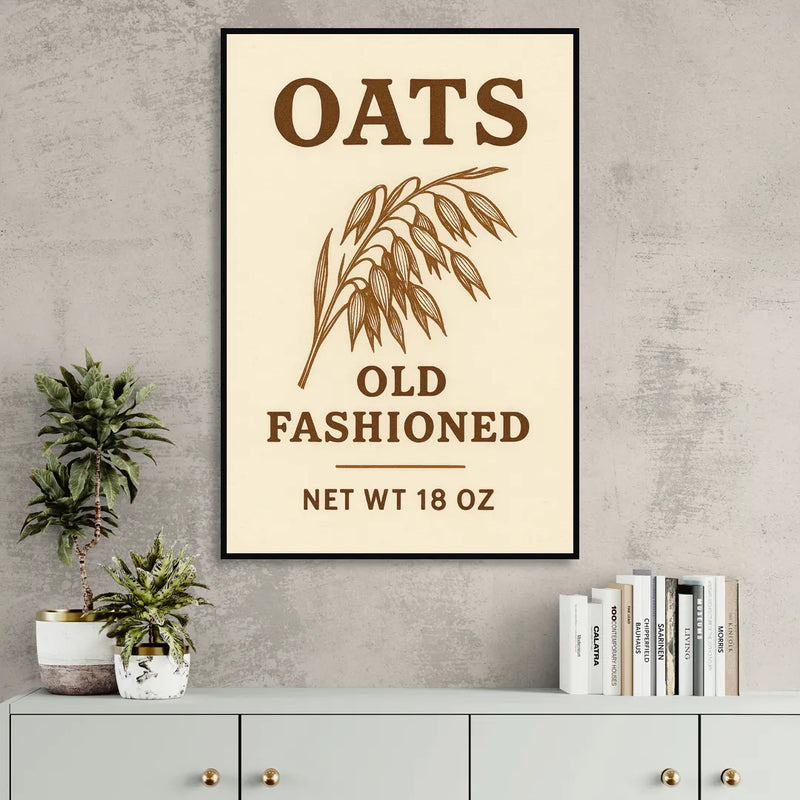 Vintage Oats Old Fashioned Sitting Room - Black Canvas Wall Art