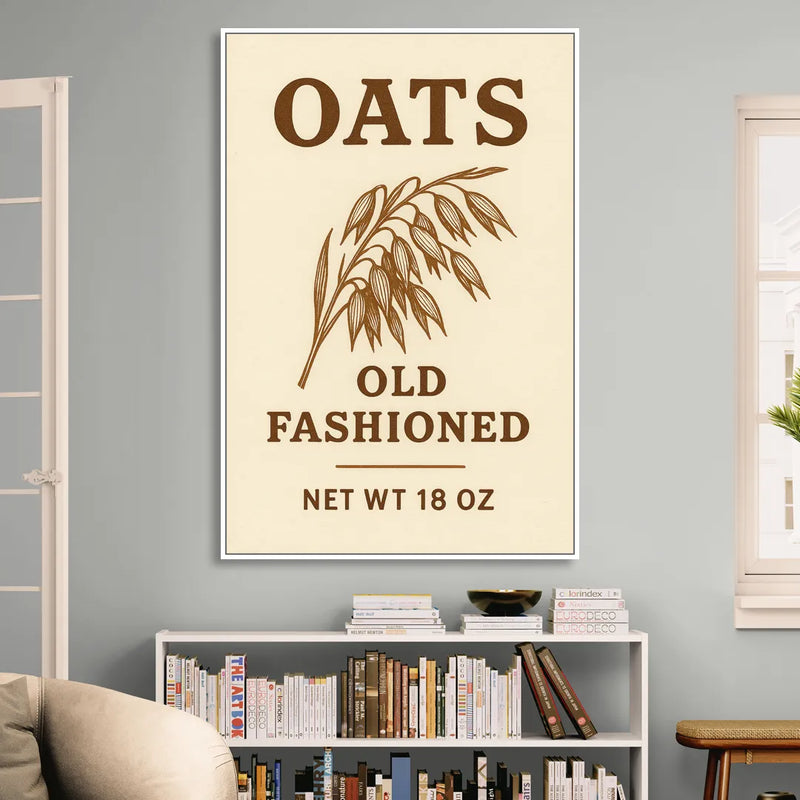Vintage Oats Old Fashioned Sitting Room - White Canvas Wall Art