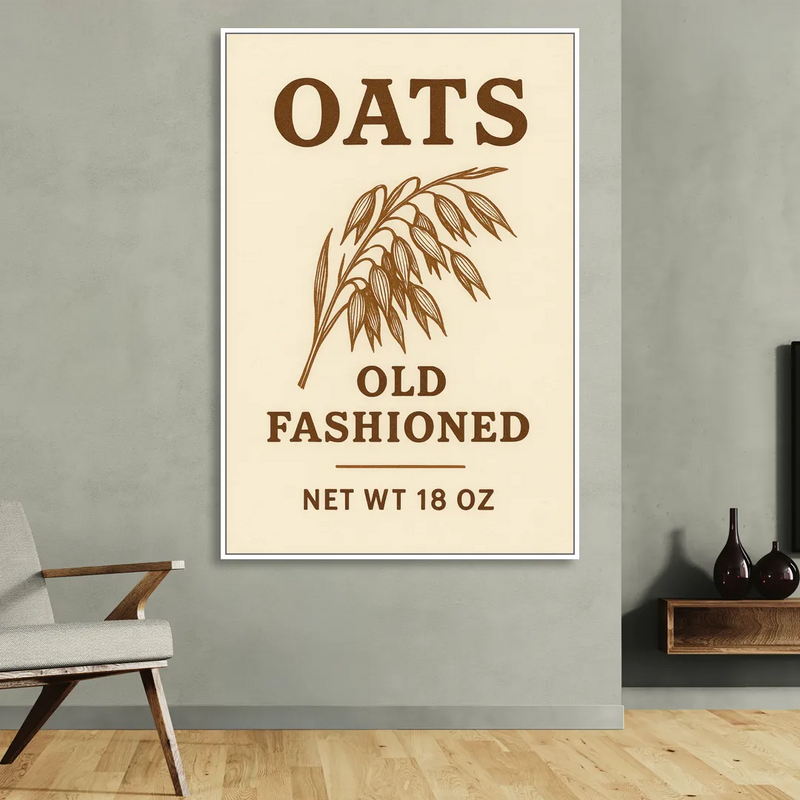 Vintage Oats Old Fashioned Living Room - White Canvas Wall Art